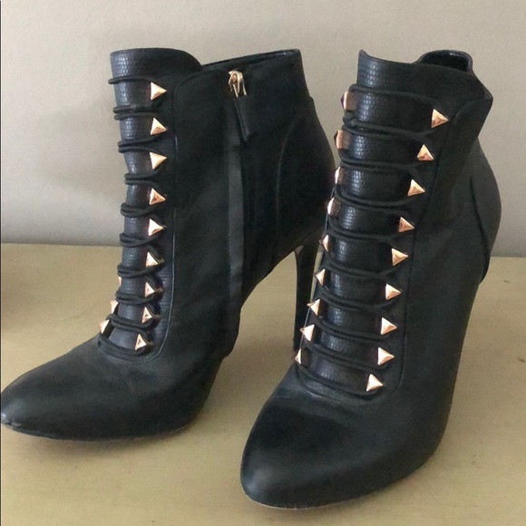 Bcbgmaxazria black leather rose gold boots 8.5 - Picture 1 of 7